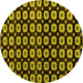 Round Abstract Yellow Modern Rug, abs4617yw