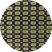 Round Machine Washable Abstract Brass Green Rug, wshabs4617