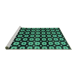 Sideview of Machine Washable Abstract Turquoise Modern Area Rugs, wshabs4617turq