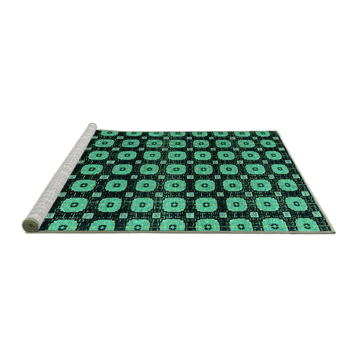 Sideview of Machine Washable Abstract Turquoise Modern Area Rugs, wshabs4617turq
