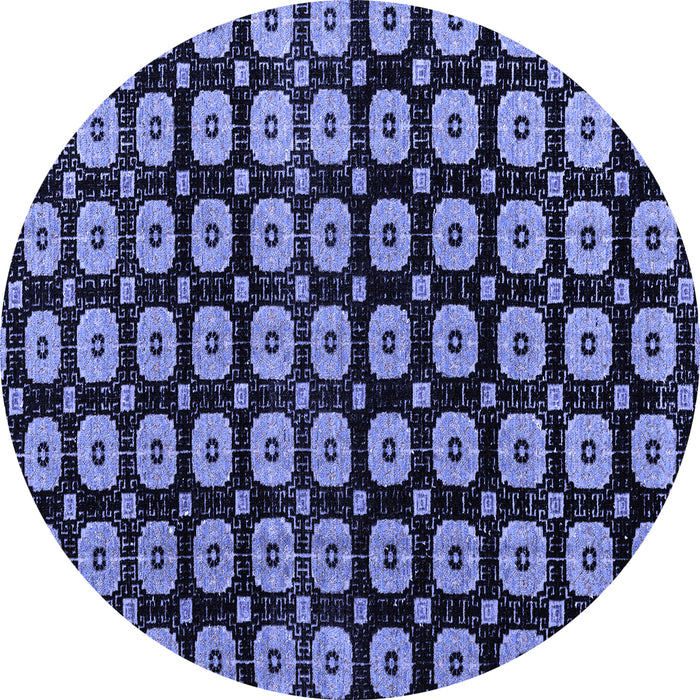 Round Abstract Blue Modern Rug, abs4617blu