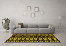 Machine Washable Abstract Yellow Modern Rug in a Living Room, wshabs4617yw