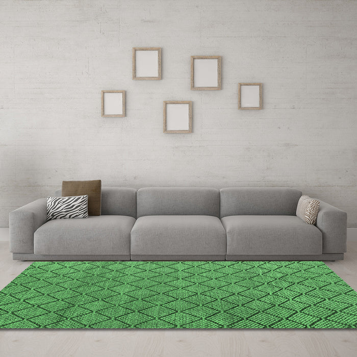Machine Washable Abstract Emerald Green Modern Area Rugs in a Living Room,, wshabs4618emgrn