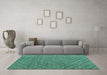 Machine Washable Abstract Turquoise Modern Area Rugs in a Living Room,, wshabs4618turq