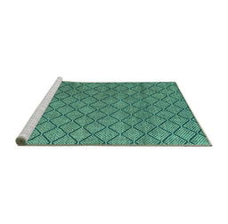 Sideview of Machine Washable Abstract Turquoise Modern Area Rugs, wshabs4618turq