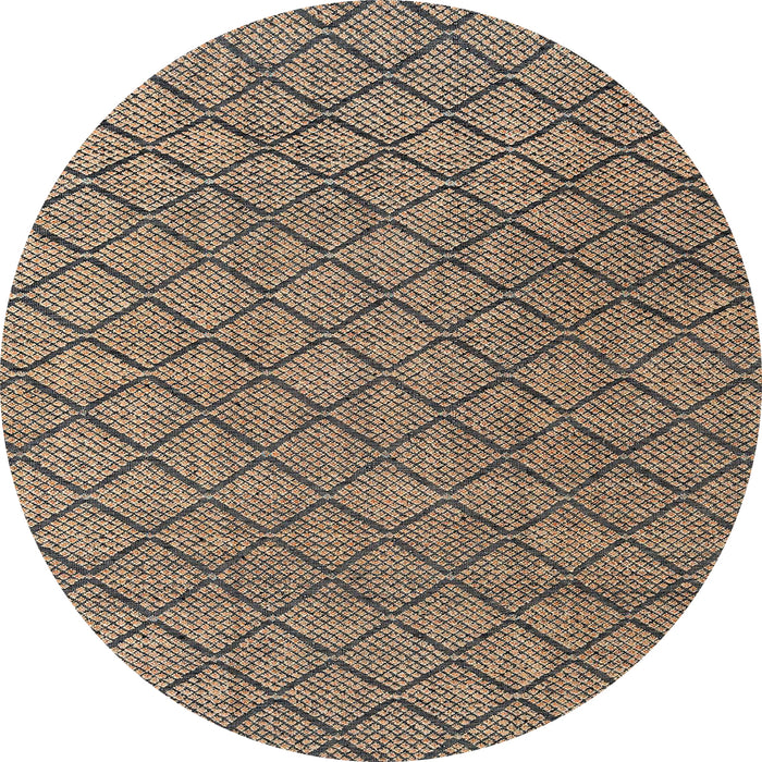 Round Abstract Dark Brown Modern Rug, abs4618