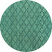 Round Machine Washable Abstract Turquoise Modern Area Rugs, wshabs4618turq