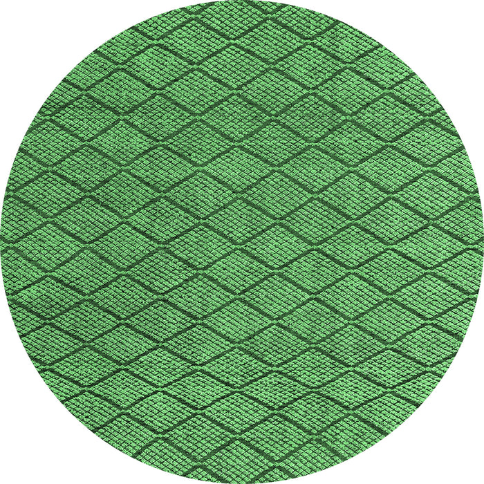 Round Machine Washable Abstract Emerald Green Modern Area Rugs, wshabs4618emgrn