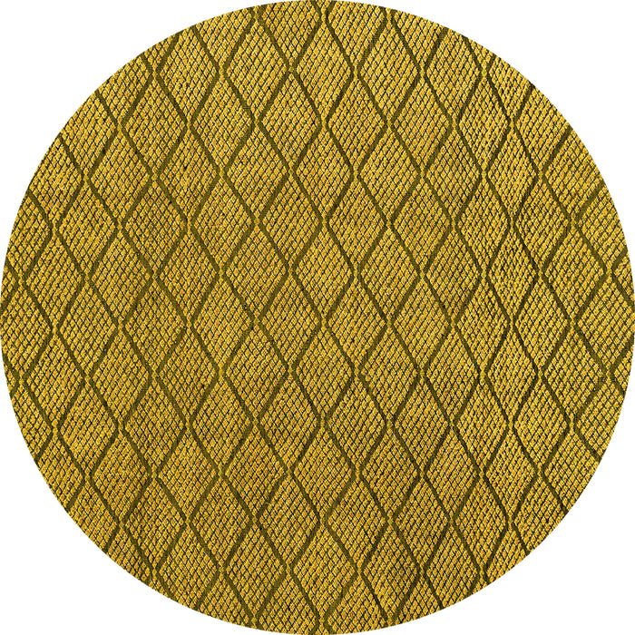 Round Machine Washable Abstract Yellow Modern Rug, wshabs4618yw