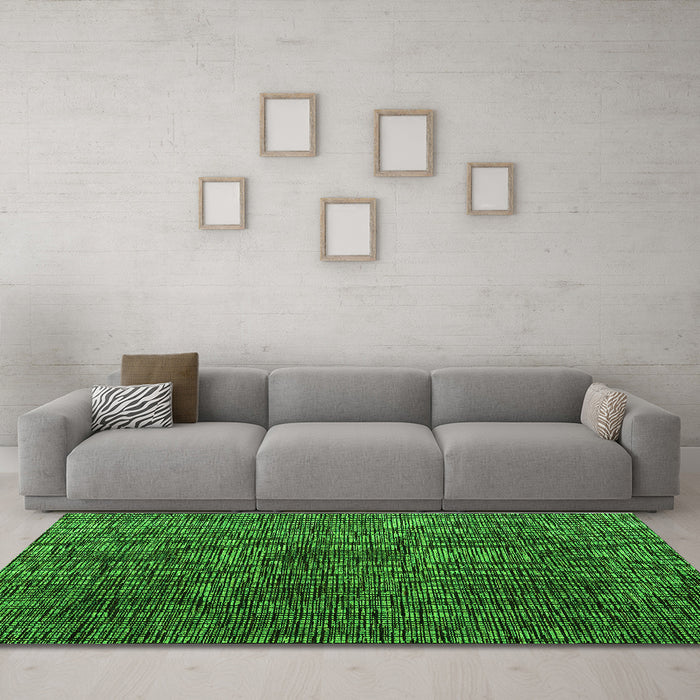 Machine Washable Abstract Green Modern Area Rugs in a Living Room,, wshabs4619grn