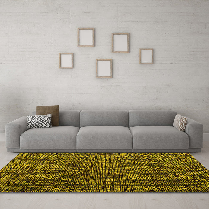 Machine Washable Abstract Yellow Modern Rug in a Living Room, wshabs4619yw