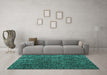 Machine Washable Abstract Turquoise Modern Area Rugs in a Living Room,, wshabs4619turq