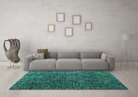 Machine Washable Abstract Turquoise Modern Rug, wshabs4619turq