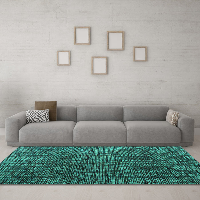 Machine Washable Abstract Turquoise Modern Area Rugs in a Living Room,, wshabs4619turq