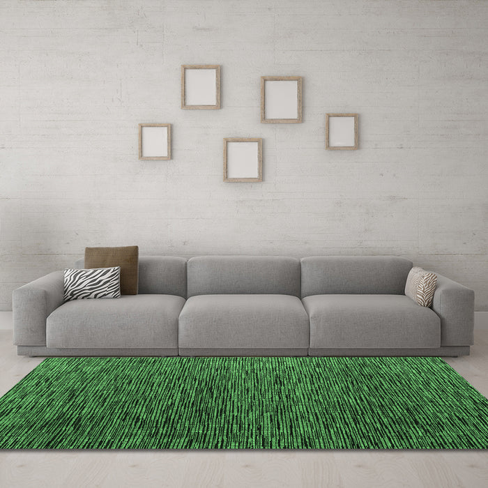 Machine Washable Abstract Emerald Green Modern Area Rugs in a Living Room,, wshabs4619emgrn