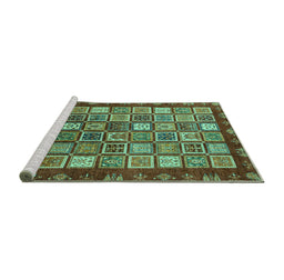 Sideview of Machine Washable Abstract Turquoise Modern Area Rugs, wshabs461turq