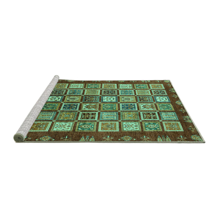 Sideview of Machine Washable Abstract Turquoise Modern Area Rugs, wshabs461turq