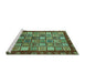 Sideview of Machine Washable Abstract Turquoise Modern Area Rugs, wshabs461turq