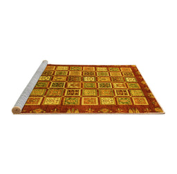 Sideview of Machine Washable Abstract Yellow Modern Rug, wshabs461yw