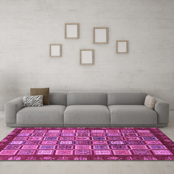 Machine Washable Abstract Purple Modern Area Rugs in a Living Room, wshabs461pur