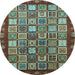 Round Abstract Light Blue Modern Rug, abs461lblu