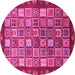 Round Machine Washable Abstract Pink Modern Rug, wshabs461pnk