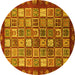 Round Abstract Yellow Modern Rug, abs461yw