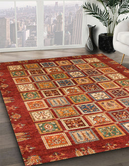 Machine Washable Abstract Red Rug in a Family Room, wshabs461