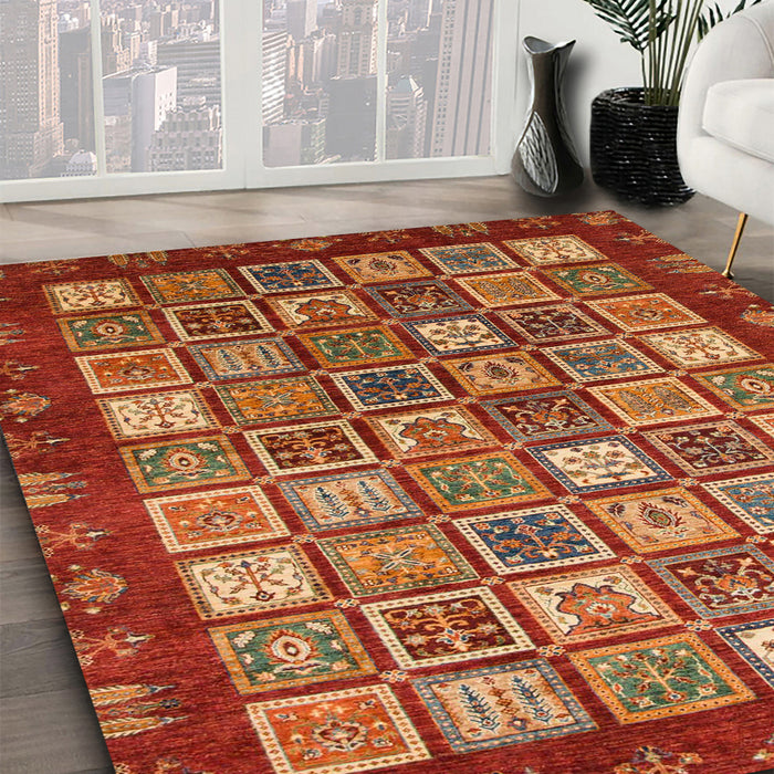 Machine Washable Abstract Red Rug in a Family Room, wshabs461