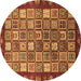 Round Abstract Brown Modern Rug, abs461brn