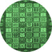 Round Machine Washable Abstract Emerald Green Modern Area Rugs, wshabs461emgrn