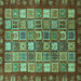 Square Abstract Turquoise Modern Rug, abs461turq