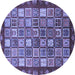 Round Machine Washable Abstract Blue Modern Rug, wshabs461blu