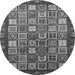 Round Machine Washable Abstract Gray Modern Rug, wshabs461gry