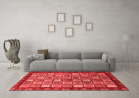 Machine Washable Abstract Red Modern Rug, wshabs461red