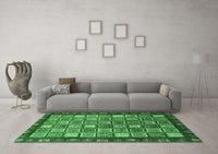 Machine Washable Abstract Emerald Green Modern Rug, wshabs461emgrn