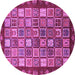 Round Machine Washable Abstract Purple Modern Area Rugs, wshabs461pur