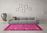 Machine Washable Abstract Pink Modern Rug, wshabs461pnk