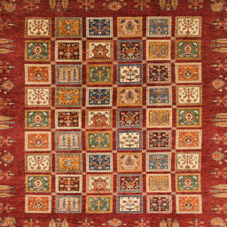 Square Machine Washable Abstract Red Rug, wshabs461