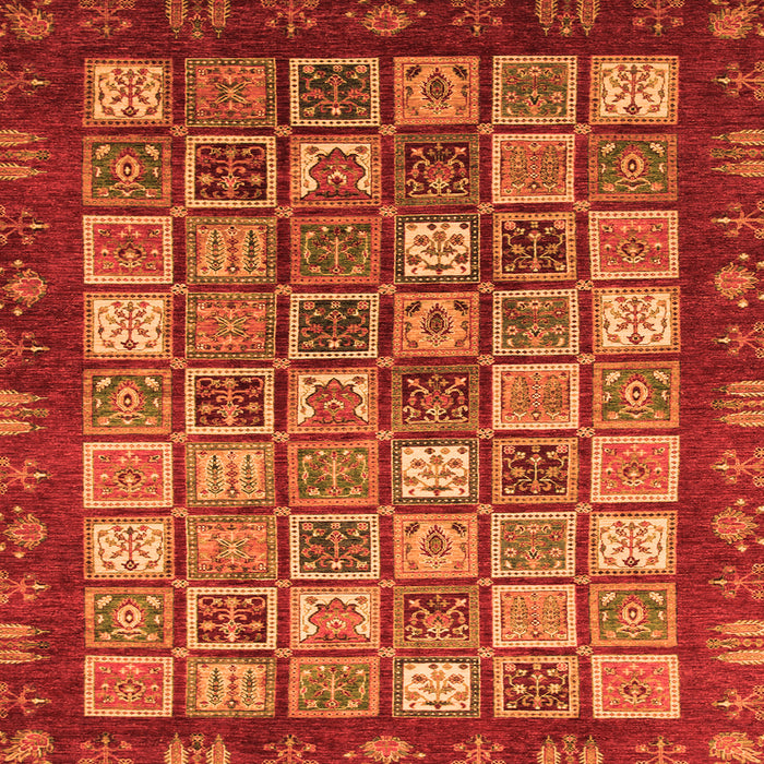 Square Machine Washable Abstract Orange Modern Area Rugs, wshabs461org