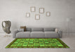 Machine Washable Abstract Green Modern Area Rugs in a Living Room,, wshabs461grn