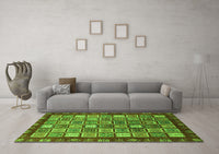 Machine Washable Abstract Green Modern Rug, wshabs461grn