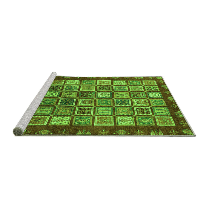 Sideview of Machine Washable Abstract Green Modern Area Rugs, wshabs461grn