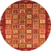 Round Machine Washable Abstract Orange Modern Area Rugs, wshabs461org