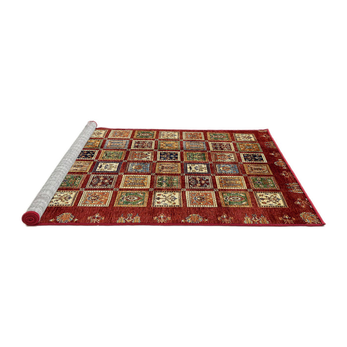 Sideview of Machine Washable Abstract Tomato Red Rug, wshabs462