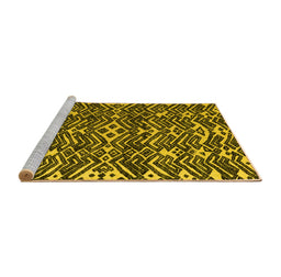 Sideview of Machine Washable Abstract Yellow Modern Rug, wshabs4620yw
