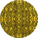 Round Machine Washable Abstract Yellow Modern Rug, wshabs4620yw