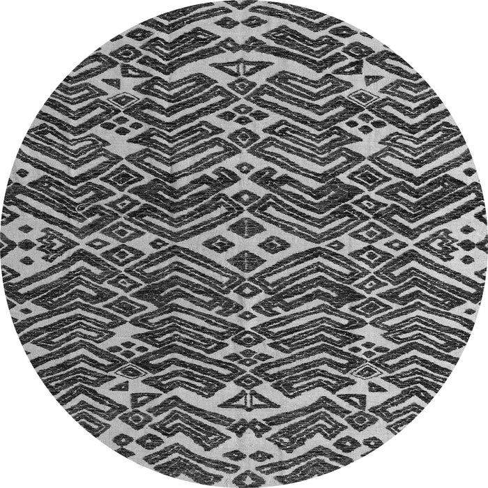 Round Machine Washable Abstract Gray Modern Rug, wshabs4620gry