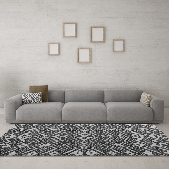 Machine Washable Abstract Gray Modern Rug in a Living Room,, wshabs4620gry