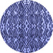 Round Machine Washable Abstract Blue Modern Rug, wshabs4620blu